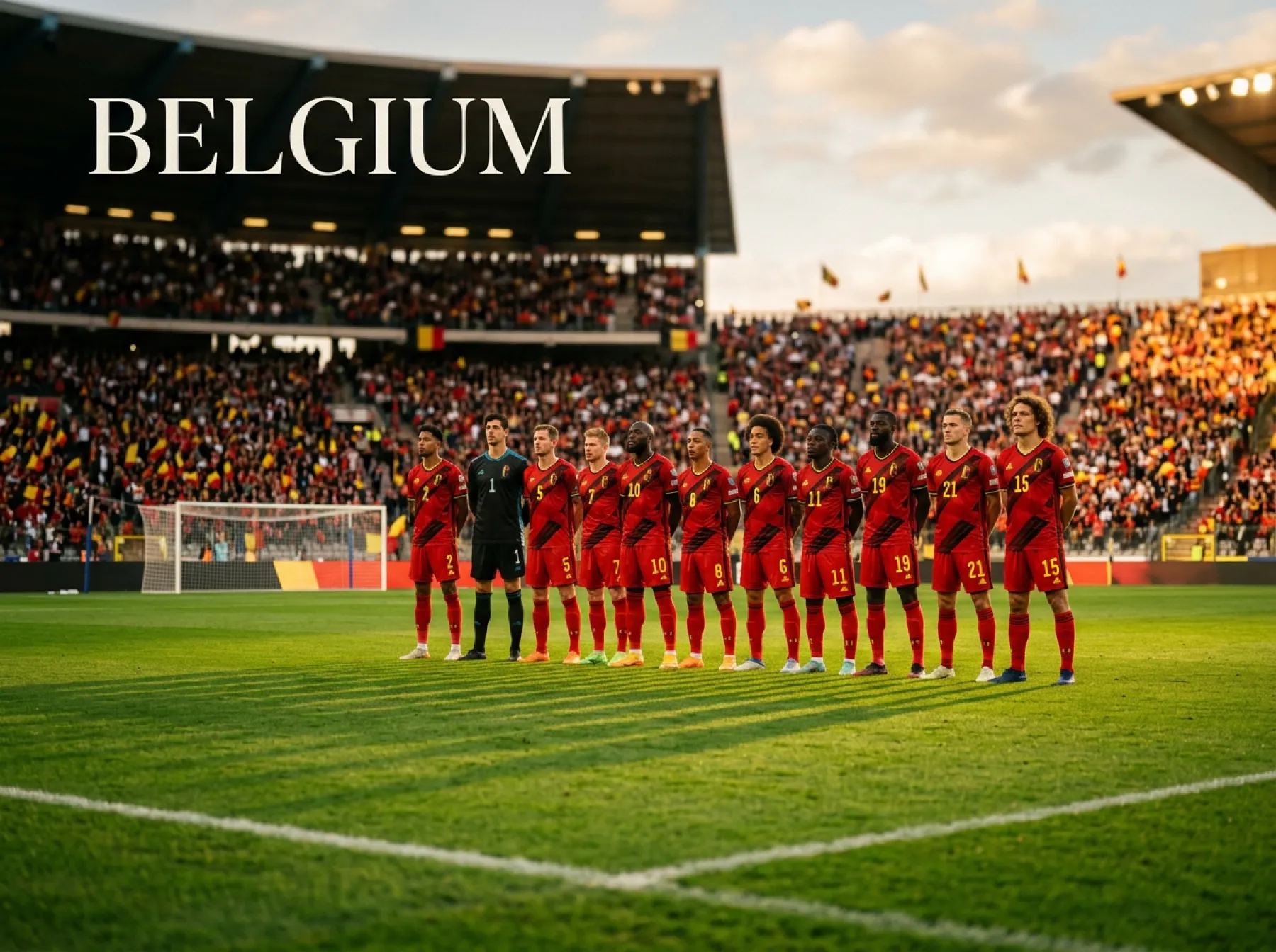 Belgium national football team in their red home kit during a 2026 World Cup qualifier