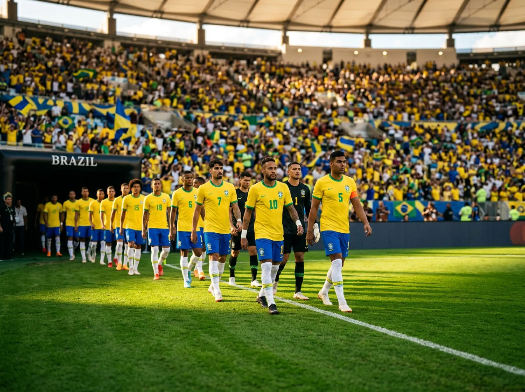 Brazil national football team wearing their iconic yellow kit ahead of the 2026 FIFA World Cup
