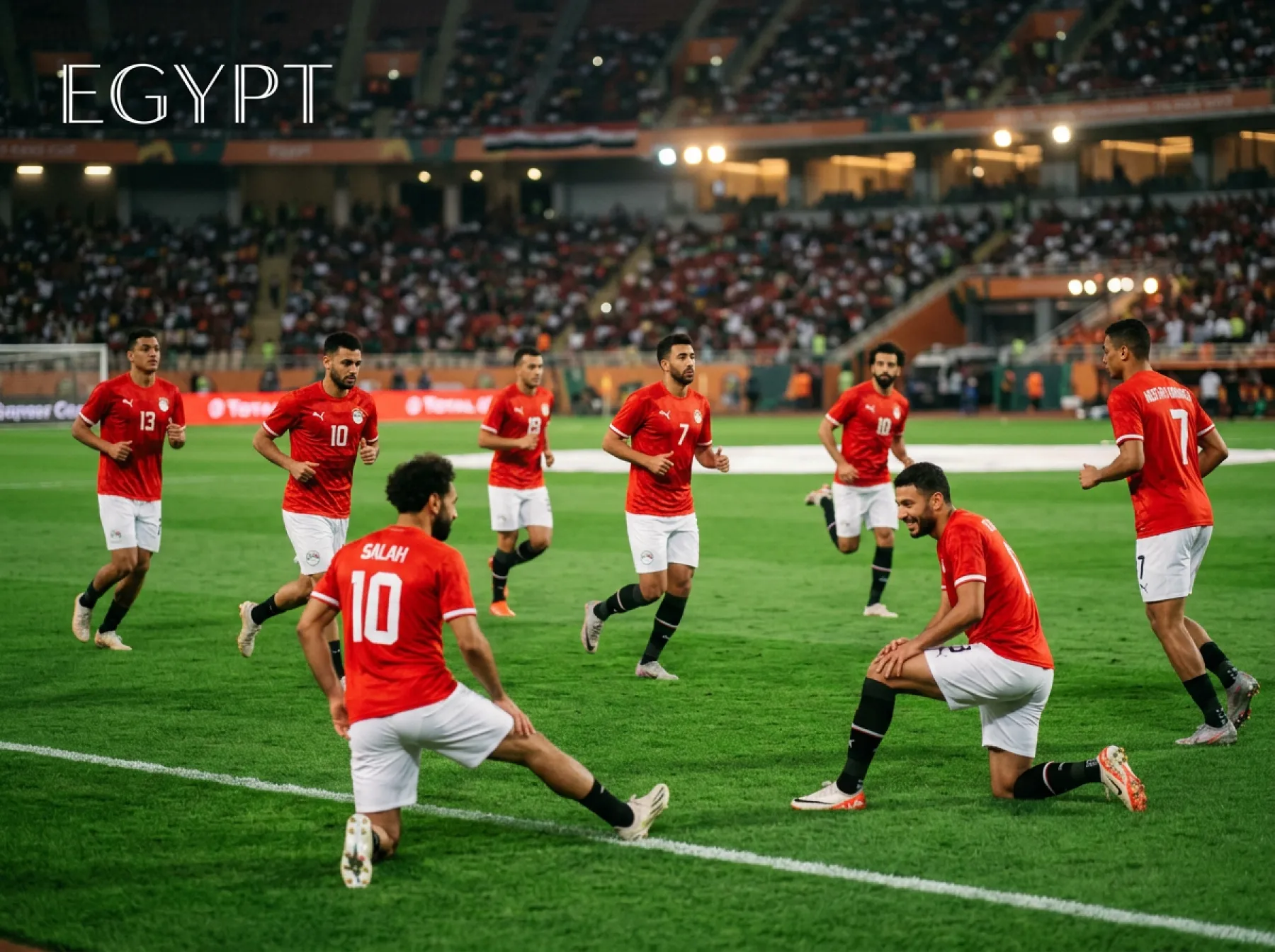 Egypt national football team in red jerseys during a 2026 World Cup qualifier