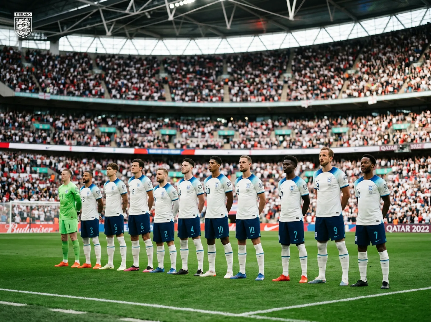 England national football team in white jerseys ahead of the 2026 FIFA World Cup