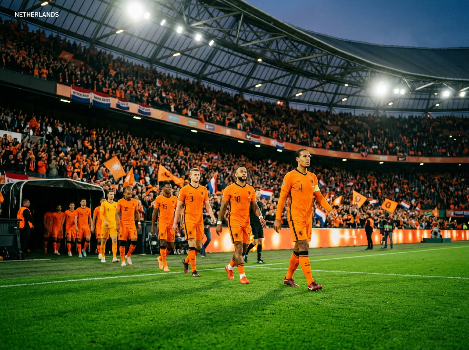 Netherlands squad in orange jerseys preparing for the 2026 FIFA World Cup