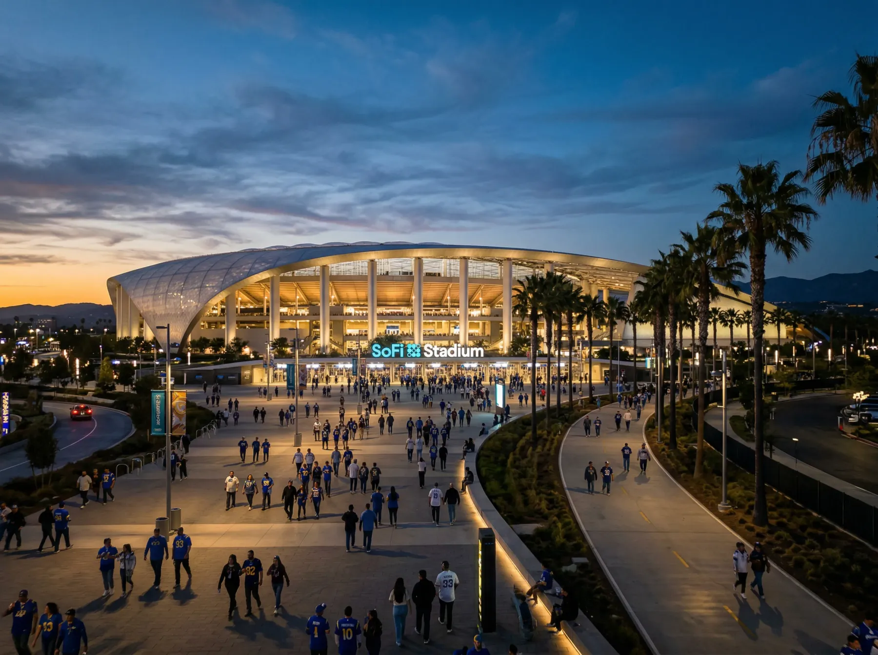 SoFi Stadium in Los Angeles, host venue for the 2026 World Cup including Iran vs New Zealand