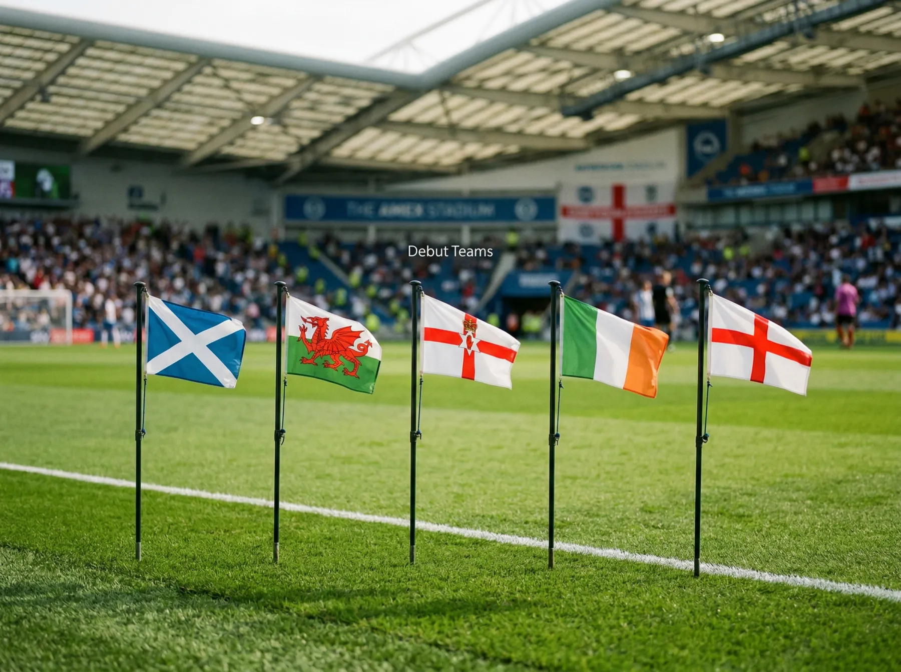 National flags of Haiti, Curaçao, Uzbekistan, Jordan, and Cape Verde — the five debutant nations at the 2026 World Cup