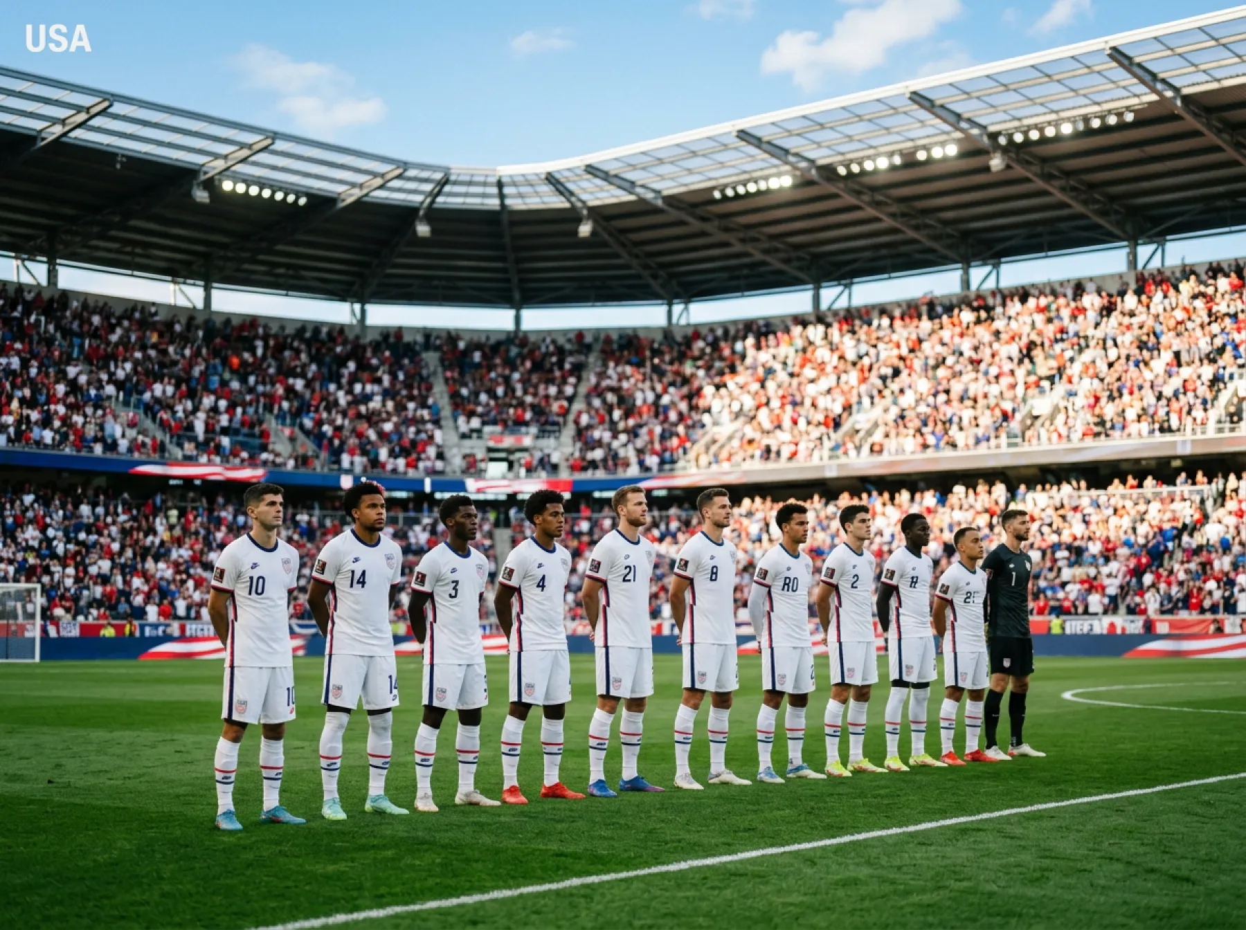 USA men's national football team in their home white kit ahead of the 2026 FIFA World Cup